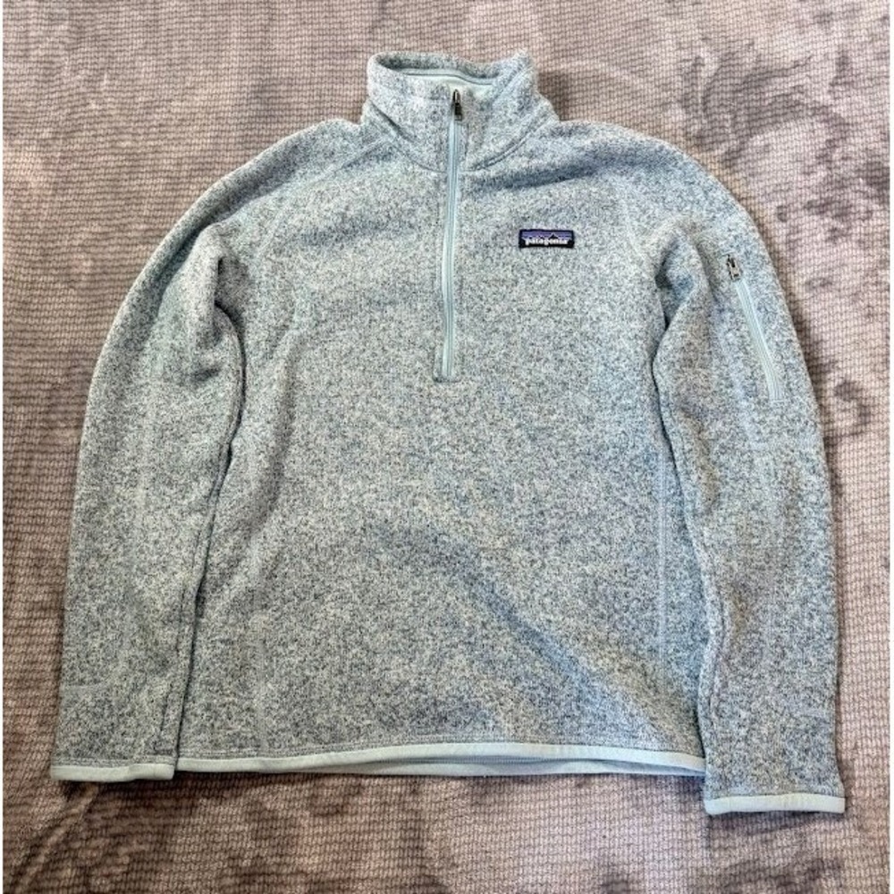 Patagonia Better Sweater 1/4 Zip Pullover Light Blue Heather Womens Small